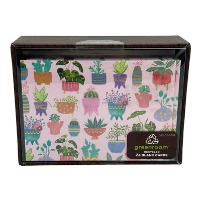 Tarjetas en blanco recicladas Greenroom suculentas cactus, rosa, 24 unidades con sobres Foto 1 de 4