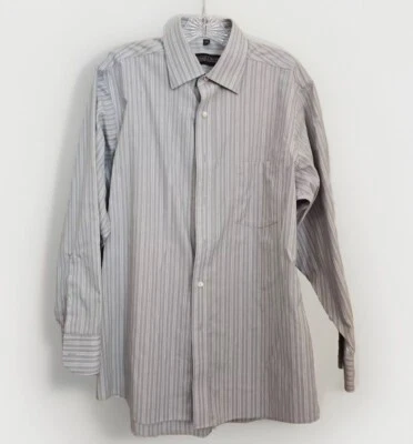 Camisa de vestir Donald Trump Signature Collection gris a rayas cuello 16 (32/33) Foto 1 de 4
