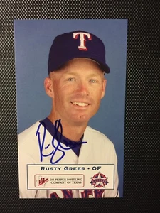 RUSTY GREER AUTOGRAPHED 2001 3X5 TEXAS RANGERS ISSUED CARD - Picture 1 of 1