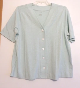 NWT! PURE JILL HEMP&COTTON BUTTON FRONT VNECK TOP-XL-PASTEL BLUE-VERY NICE! - Picture 1 of 3