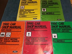 1980 FORD / LINCOLN / MERCURY SHOP MANUAL SET ORIGINAL MUSTANG PINTO GRANADA+ - Imagen 1 de 3