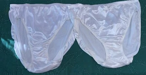 VTG 90’s 2 Pair Lot HI CUT Second Skin Stretch Satin Panties 7 White - Picture 1 of 8