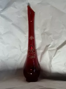 Viking Glass Ruby Red 40th Anniversary Art Glass 10”Vase Vintage USA Hand Blown - Picture 1 of 10