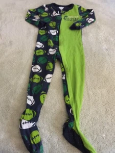 Children’s Place Boys Navy Blue Green Footballs Snug Long Sleeve Pajamas 2T - Picture 1 of 7