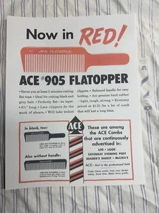 1950's Barber ACE COMBS RED FLATOPPER # 905 Salesman Sign Ad Color BARBERPOLE - Picture 1 of 4