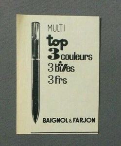 PUBLICITE ANCIENNE ADVERT CLIPPING 280419 / STYLO BILLES MULTI BAIGNOL & FARJON - Picture 1 of 1