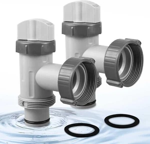 Plunger Valve with Gaskets & Nuts for Above Ground Pool Replacement Part 2 pack - Picture 1 of 7