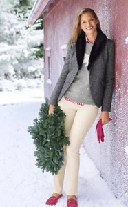 $189 NWT TALBOTS WOMAN WOOL BLEND FAUX FUR REMOVABLE COLLAR BLAZER JACKET SIZE 4 - Picture 1 of 9
