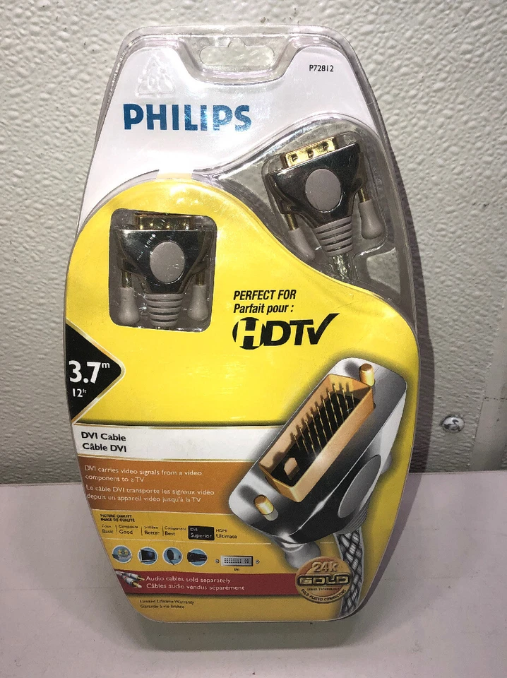 Philips HDTV DVI - 24k Gold Plated Connectors- 12 foot Cable # P72812 FREE SHIP - Image 1 of 1
