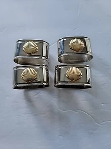 Lote de 4 servilletas/soportes estilo Art Deco Seashell plateado y dorado - Imagen 1 de 4