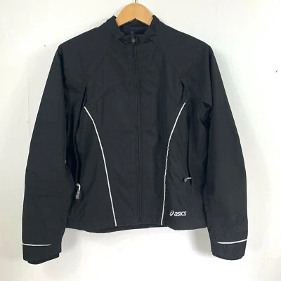 Asics Waterproof Black Running Jacket Unisex Medium Vented Inner Chest Pocket - Image 1 of 4