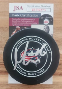 Max Domi Signed Official NHL Game Puck w/ JSA COA #UU39273 Columbus Blue Jackets - Picture 1 of 2