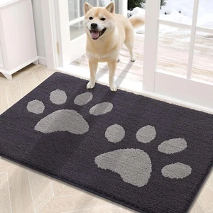 Dog Door Mat for Muddy Paws, Absorbent Dirt Trapper Washable,30X20 In, Dark Grey - Picture 1 of 9