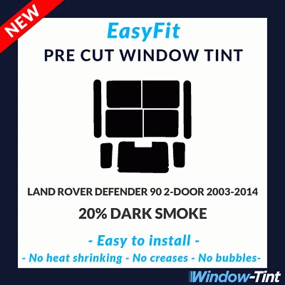 EasyFit Static Pre Cut Tint For Land Rover Defender 90 2-Door 2003-14 20% Dark - Image 1 of 3