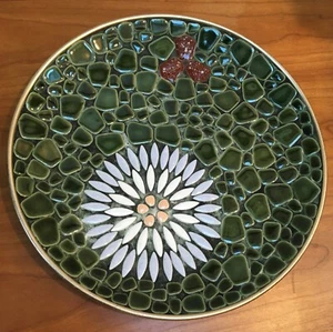 Vintage Decorative Mosaic Tile Plate, Multicolored Tiny Tiles in a floral design - Picture 1 of 6