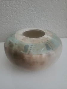Vintage Southwest Keramik Raku Studio Vase signiert mit einem Brockwn Pfeil blau, 7" - Bild 1 von 9