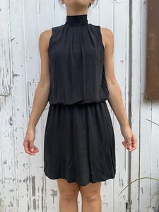 *NEU* Selected Femme Slip Dress Mini Kleid High Neck Kleines Schwarzes Party XS - Bild 1 von 7