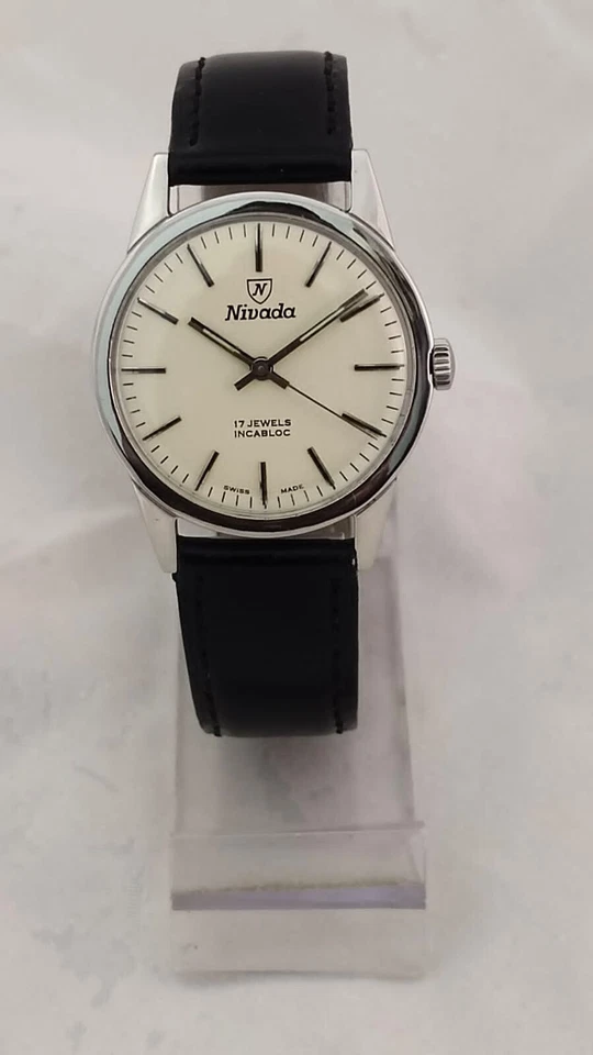 Reloj de pulsera vintage NIVADA 17 joyas Incabloc para hombre esfera blanca suiza 2333145 Foto 1 de 4