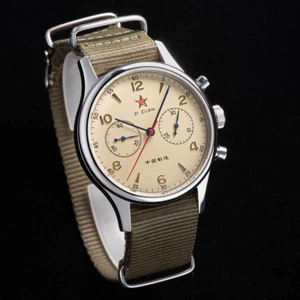 1963 movimiento gaviota cronógrafo mecánico estuche de exhibición de zafiro 38 mm - Imagen 1 de 11
