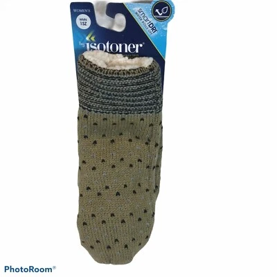 Isotoner Womens One Size smartDRI Chevron Knit Mittens With Fleece Lining New - Image 1 of 4