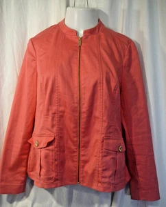 Charter Club Wmn 14 Rose Pink Zip Stretch Fitted Jacket Cotton Spandex Pockets - Picture 1 of 13