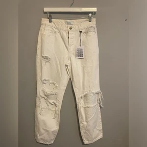 Pistola weiße Distressed Straight Leg Jeans ohne Größenetikett - Bild 1 von 14