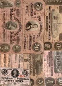 denomination set of 1864 Confederate States Currency 50 cent - $100 + faux $500 - Picture 1 of 7