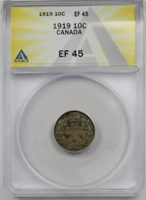 1919 Canada 10C ANACS XF EF 45 Sterling Silver George V - Image 1 of 4