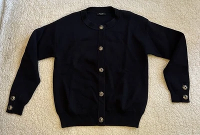 Massimo Dutti Cardigan Sweater Snap Buttons Navy Blue Size Small - Image 1 of 4