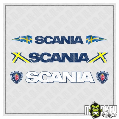 3-teiliges Aufkleber Set SCANIA Tamiya LKW 1:14 RC Truck Modellbau Sticker - Bild 1 von 2