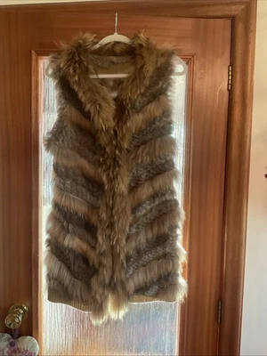 Real Fur Gillet Brown/Tan Size 10-12 Great Condition - Image 1 of 4
