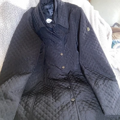 Abrigo acolchado negro grande Hilary Radley New York para mujer nuevo con etiquetas Foto 1 de 4