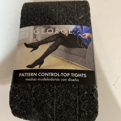 George gray charcoal control top tights opaque herringbone pattern 6'0" & 174# - Image 1 of 4
