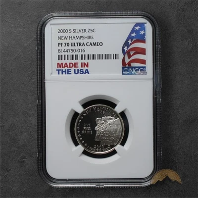 2000-S Proof Silver New Hampshire State Quarter 25C - NGC PF70 UCAM - San Fran  - Image 1 of 2
