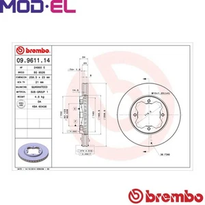 2x BRAKE DISC 09.9611.14 FOR ROVER 600I F 18 A3 1.8L F20Z1/20Z2 2.0L 4cyl 600 I - Picture 1 of 7