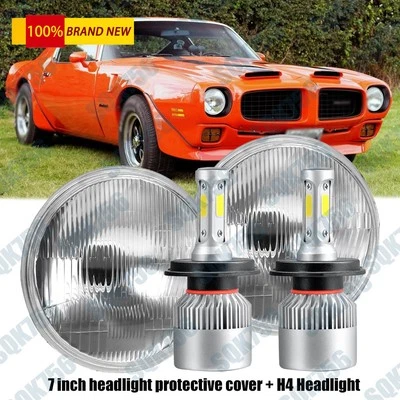 Par de faros LED de 7 pulgadas blancos para Pontiac Firebird 1970-1976 haz alto/bajo 6000 k Foto 1 de 4