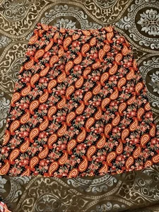 Russ geblümter Rock zum Überziehen elastischer Bund Gr. Large L rot geblümt - Bild 1 von 6