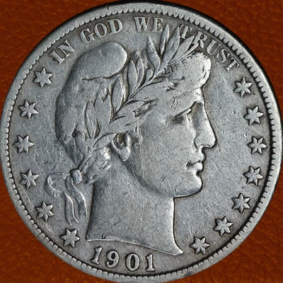 Medio dólar de peluquero 1901-S, muy fino, escasa fecha clave Foto 1 de 2