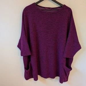 Locker geschnittener lila dehnbarer Lagenlook Poncho Oberteil Tunika für Damen Einheitsgröße Made in USA - Bild 1 von 6