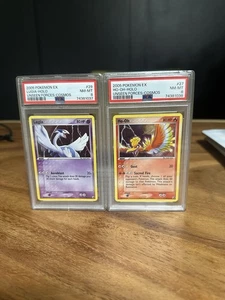 2005 POKEMON EX UNSEEN FORCES  LUGIA & HO-OH Cosmo HOLO Psa8 - Picture 1 of 5