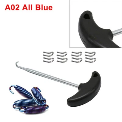 Exhaust Pipe Muffler Mounting Springs Hooks Set Link Stainless Steel Blue Kit mo - Image 1 of 4