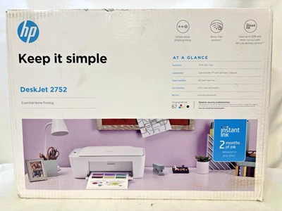 HP Deskjet 2752 Bluetooth WIFI USB All In One Color Home Inkjet Printer New! - Image 1 of 4