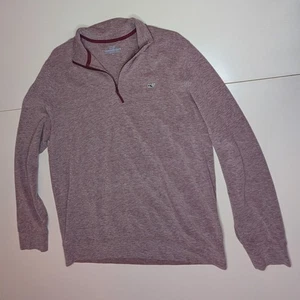 Vineyard Vines Herren Langarm Quarter Zip Pullover Meliert Rot L Wollmischung - Bild 1 von 5