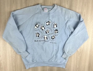 VTG 1985 Panda-Monium Crewneck Sweatshirt JERZEES Russell Medium USA Stained - Picture 1 of 10