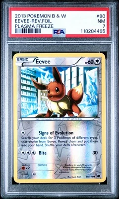 2013 POKEMON PLASMA FREEZE EEVEE #90 REVERSE FOIL PSA 7 NM #118284495 - Image 1 of 2