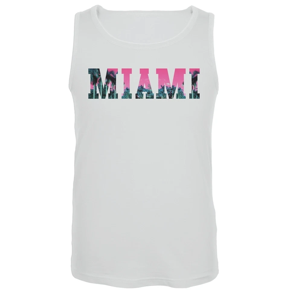 Miami White Mens Tank Top - Image 1 of 1