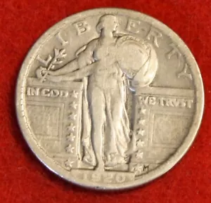 Moneda de 90 % plata circulada 1920-P Standing Liberty Quarter SL268 - Imagen 1 de 2
