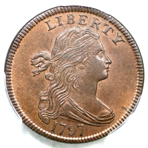 1797 S-135 R-3+ PCGS MS 66 RB CAC Draped Bust Large Cent Coin 1c Cover