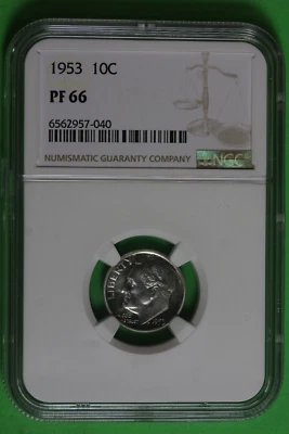 1953 Proof Roosevelt Dime NGC PF66 #B36462 - Image 1 of 2