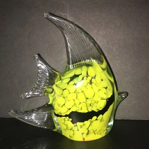 Scultura fermacarte pesce in vetro vintage rara gialla - Foto 1 di 9